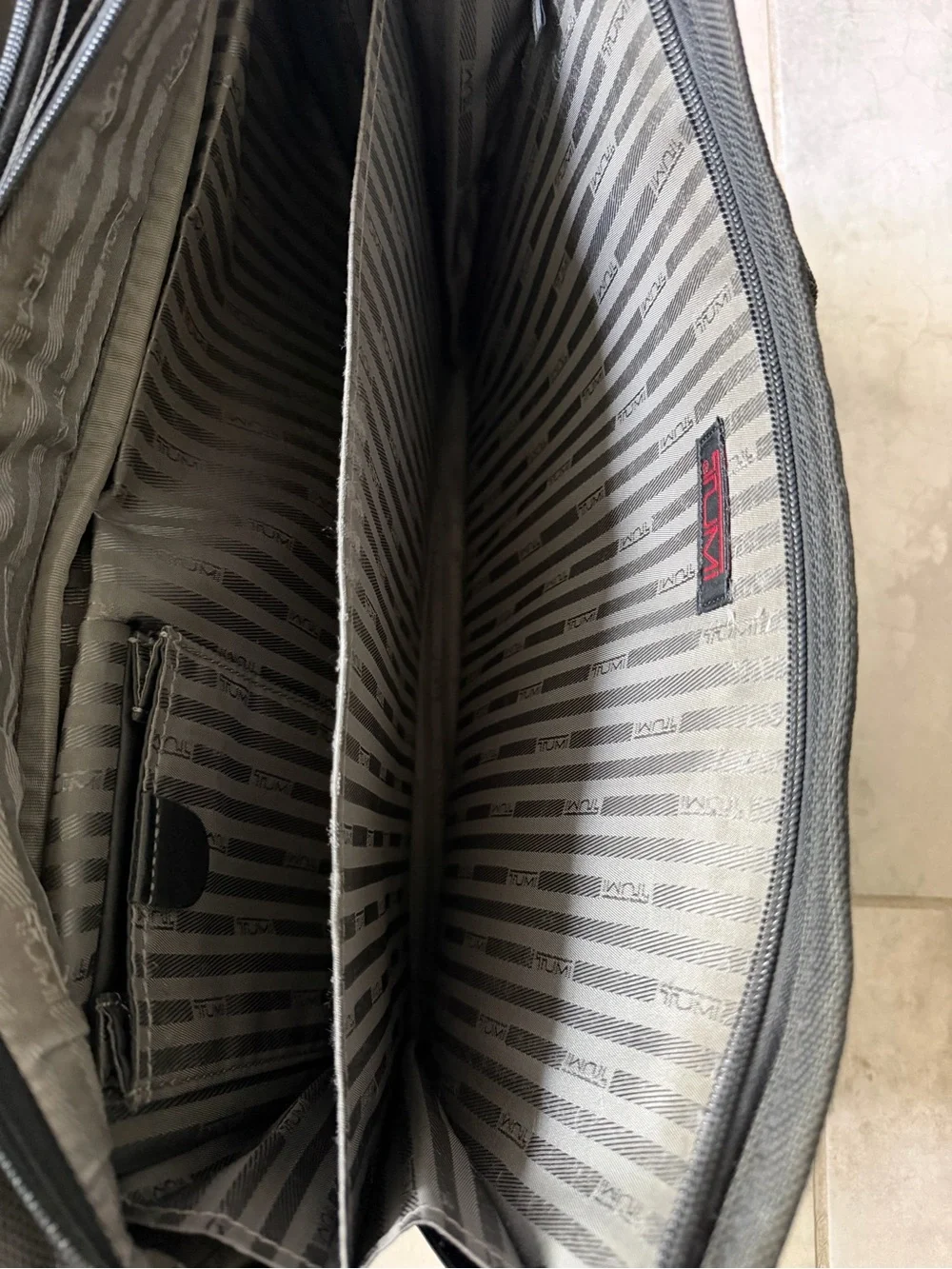 Tumi Large Black Canvas Travel Business Briefcase Lap Top Tote Bag
